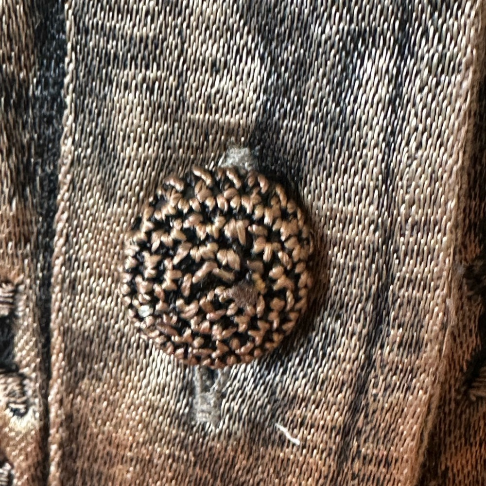 Vintage Flashback Lg Tapestry Embroidered Crocheted Beaded Boho Brown Jacket - Picture 9 of 16